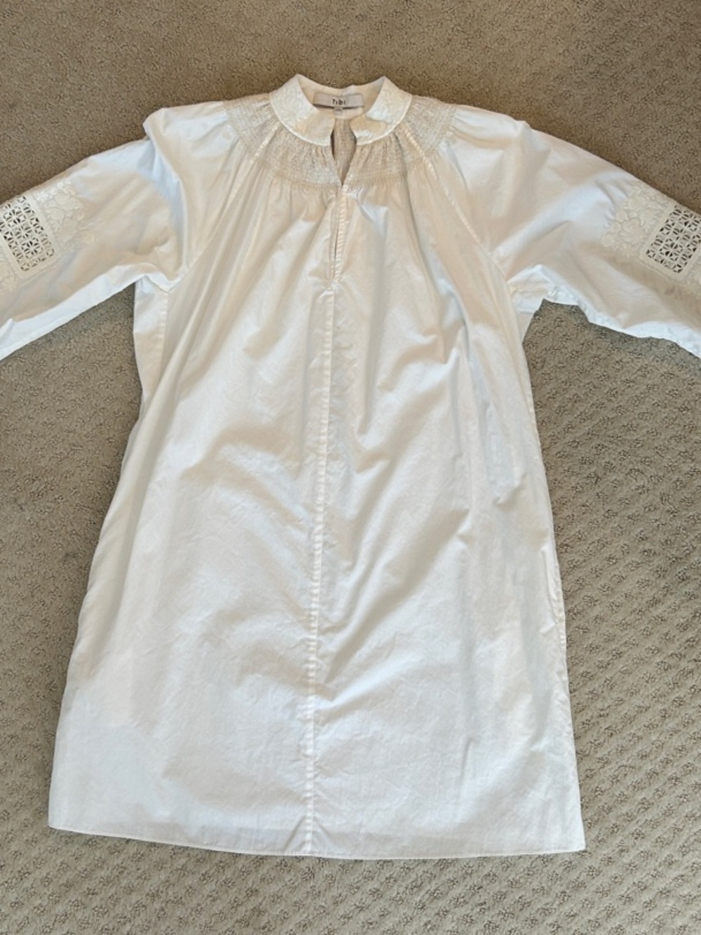 Tibi Long Sleeve Smocked Tunic Dress